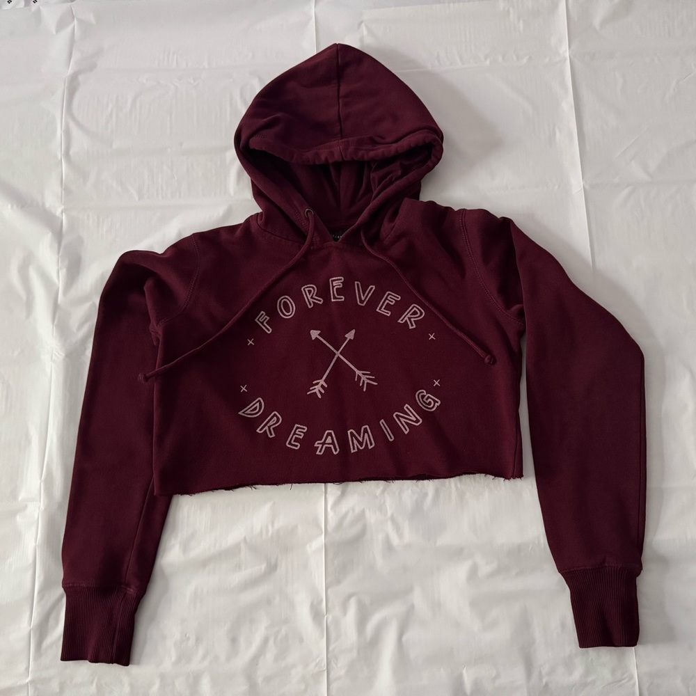Burgundy Cropped Hoodie